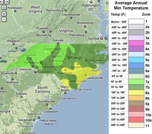 North Carolina usda zones