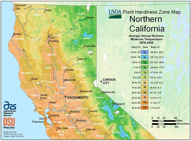 northern california hardiness zone map