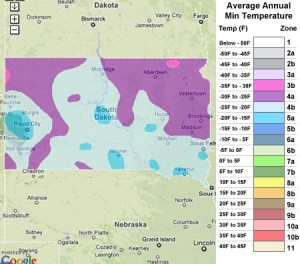 South Dakota USDA Zones